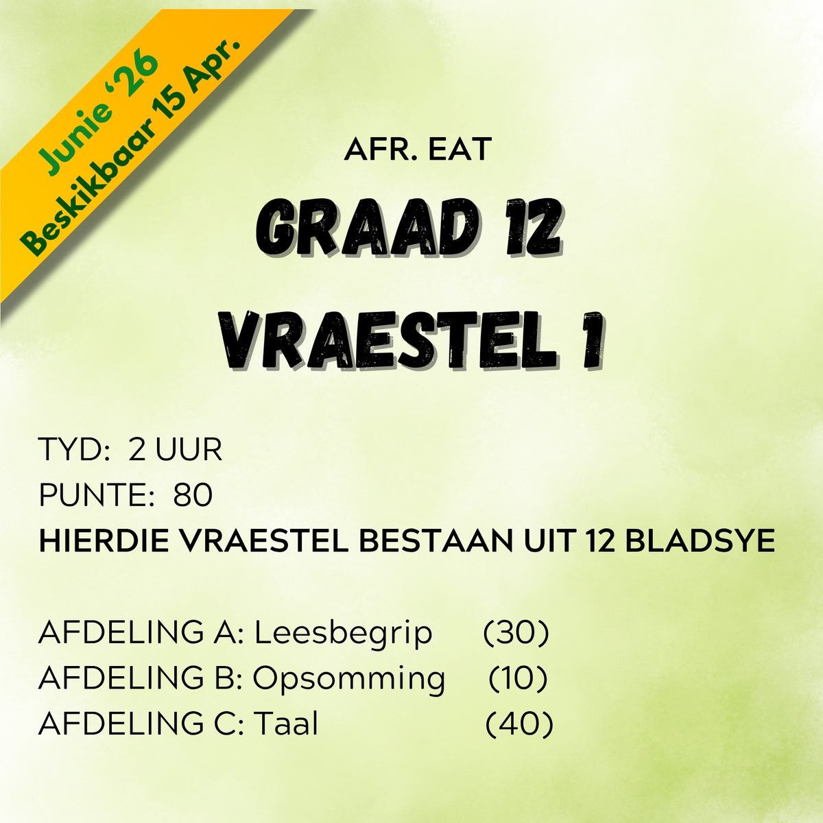 Graad 12 Afrikaans EAT Junie Vraestel 1 2026