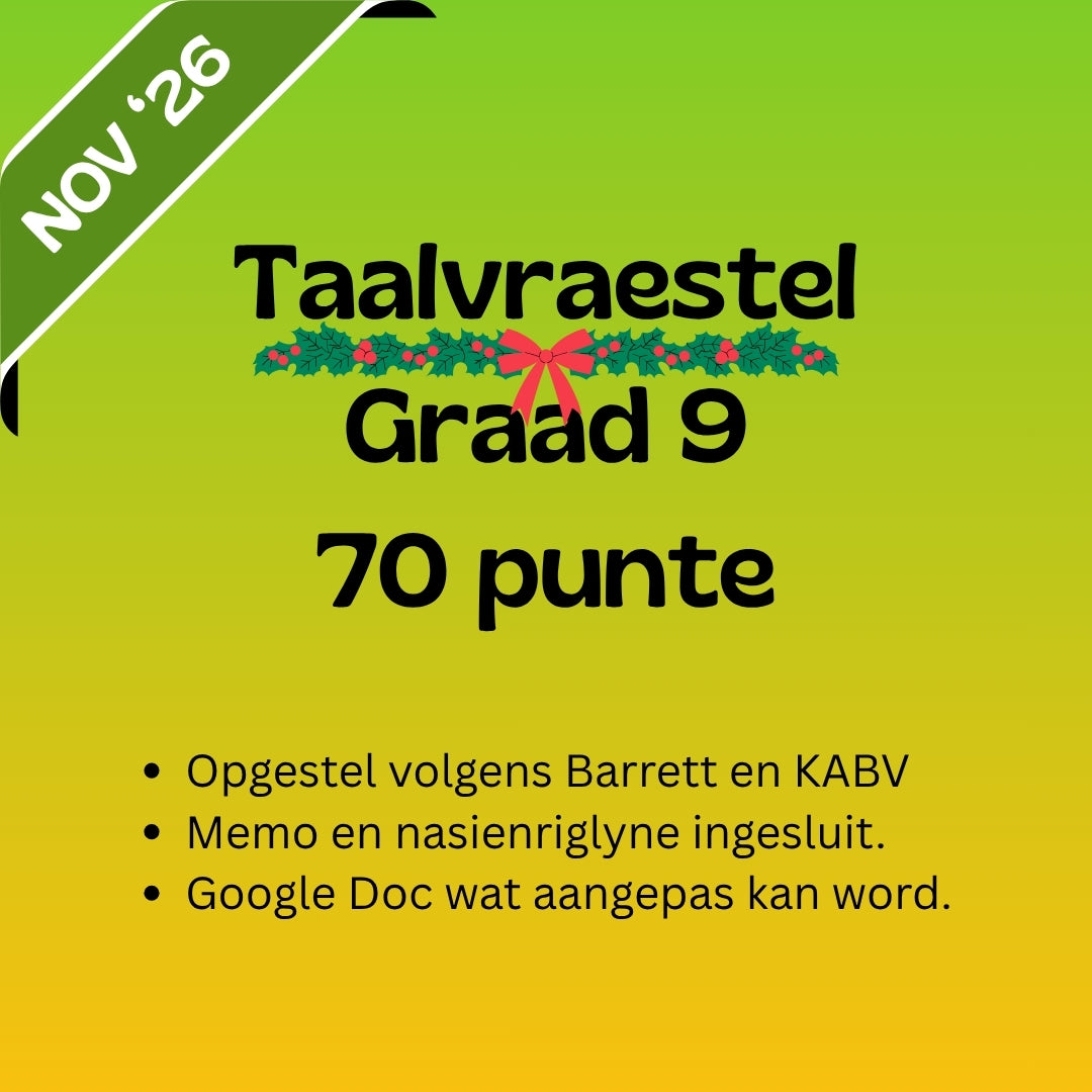 Graad 9 Afrikaans EAT November Taalvraestel 2026