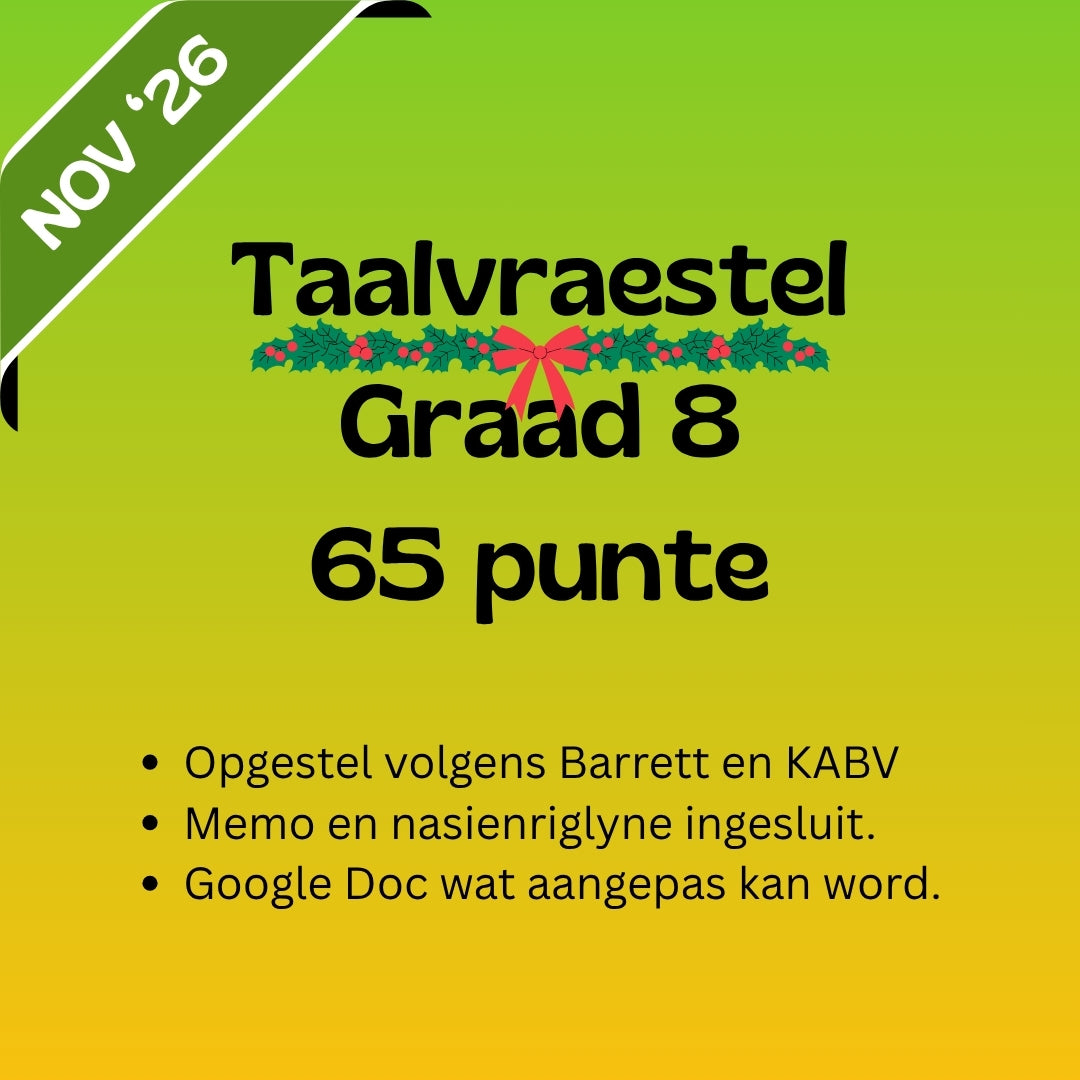 Graad 8 Afrikaans EAT November Taalvraestel 2026