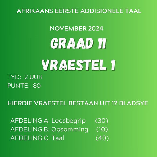 Graad 11 Afrikaans EAT November Vraestel 1 2024 (uit 80)