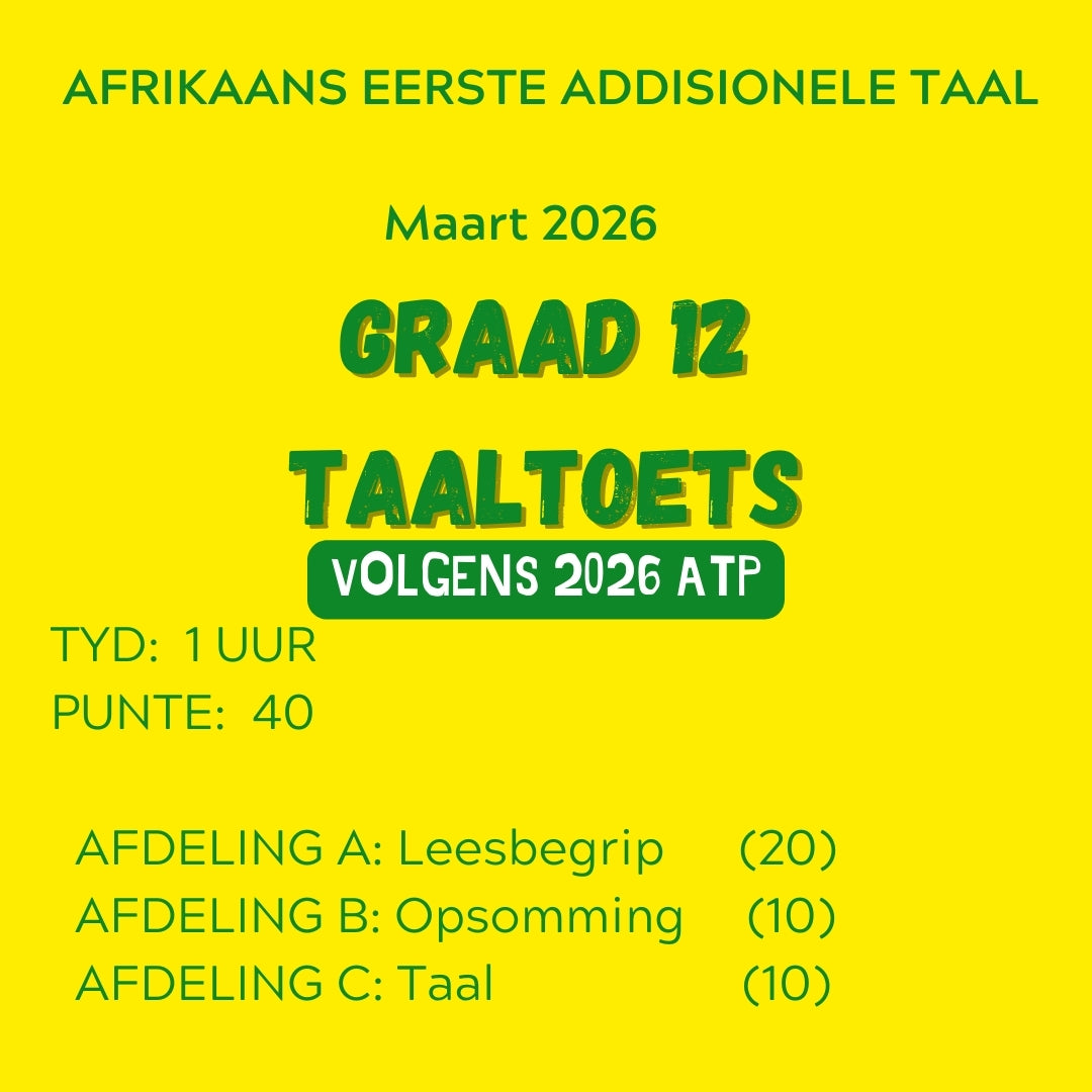 Graad 12 Afrikaans EAT Taak 4 Taaltoets 2026