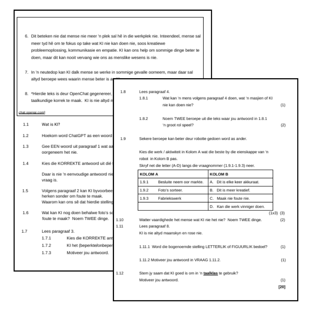 Graad 11 Afrikaans EAT Taak 3 2024 (toets uit 40)