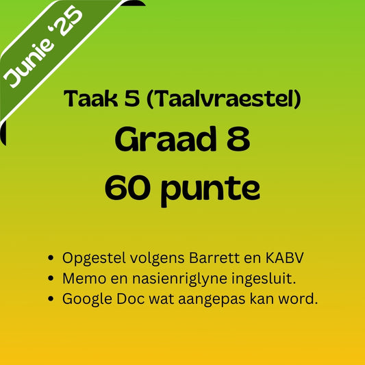 Graad 8 Afrikaans EAT Taak 5 Taalvraestel 2025