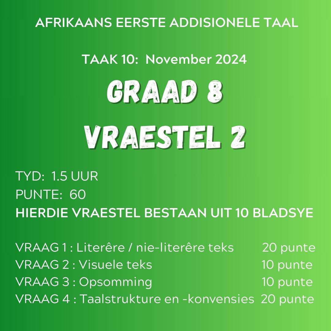 Graad 8 Afrikaans EAT November Vraestel 2 2024 (uit 60)