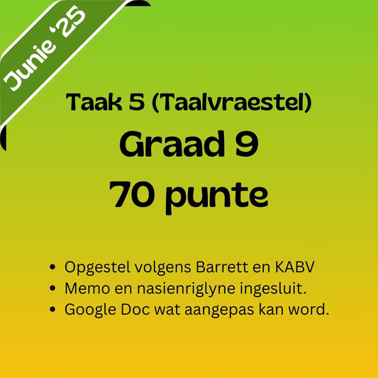 Graad 9 Afrikaans EAT Taak 5 Taalvraestel 2025
