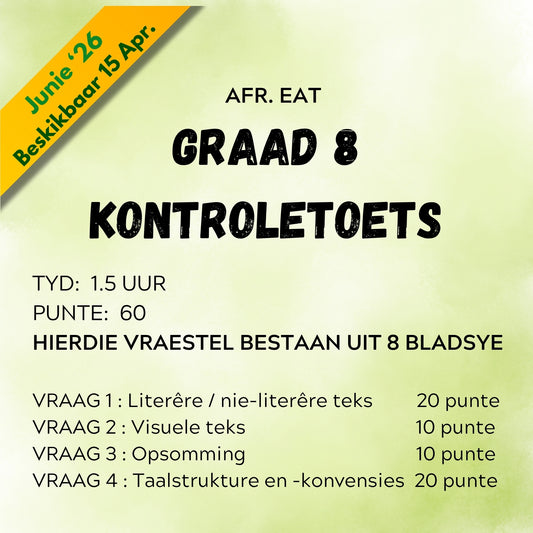 Graad 8 Afrikaans EAT Taak 5 Taalvraestel 2026