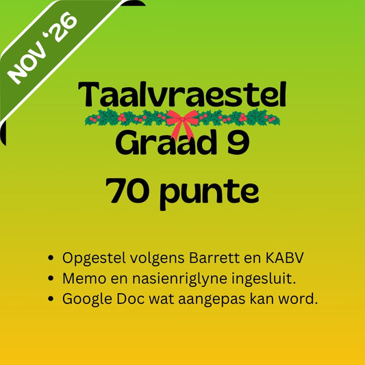 Graad 9 Afrikaans EAT November Taalvraestel 2026