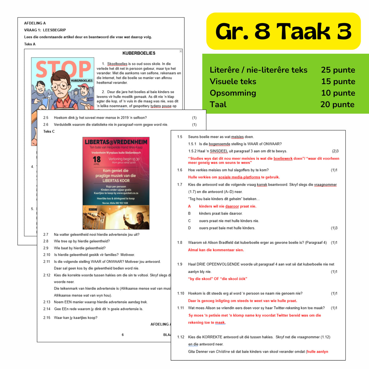 Graad 8 Afrikaans EAT Taak 3 2025